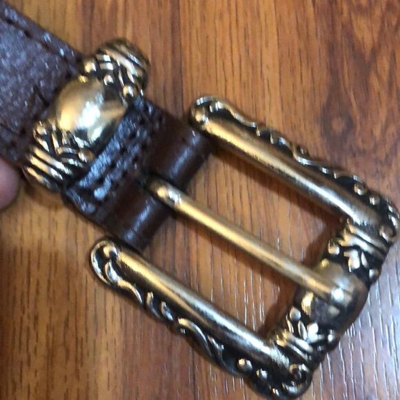 Brighton style genuine leather brown belt with silver detail. main image 9